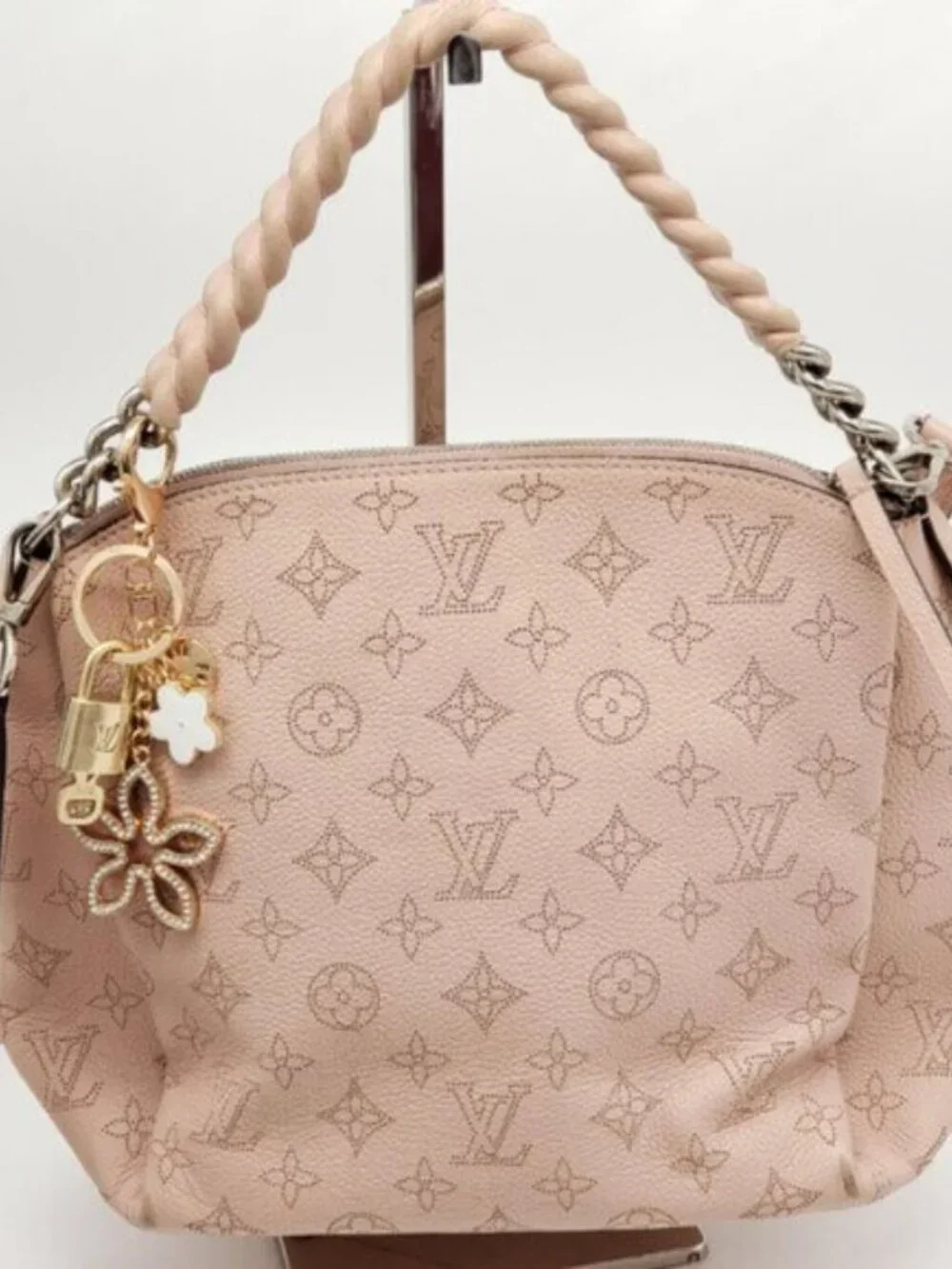 Louis Vuitton Gold & White Flower Keychain Charm
